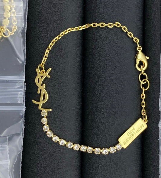 Bracelet YSL doré pailletée